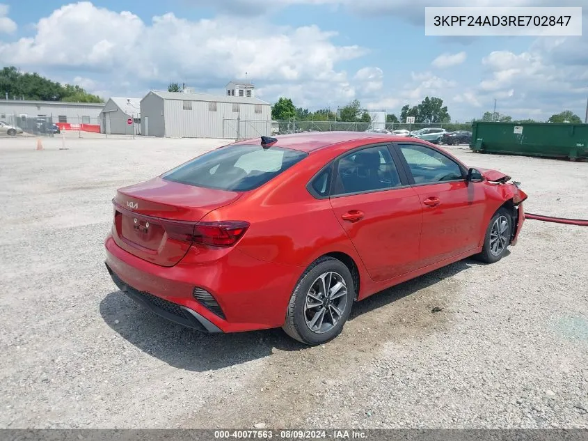 2024 Kia Forte Lxs VIN: 3KPF24AD3RE702847 Lot: 40077563