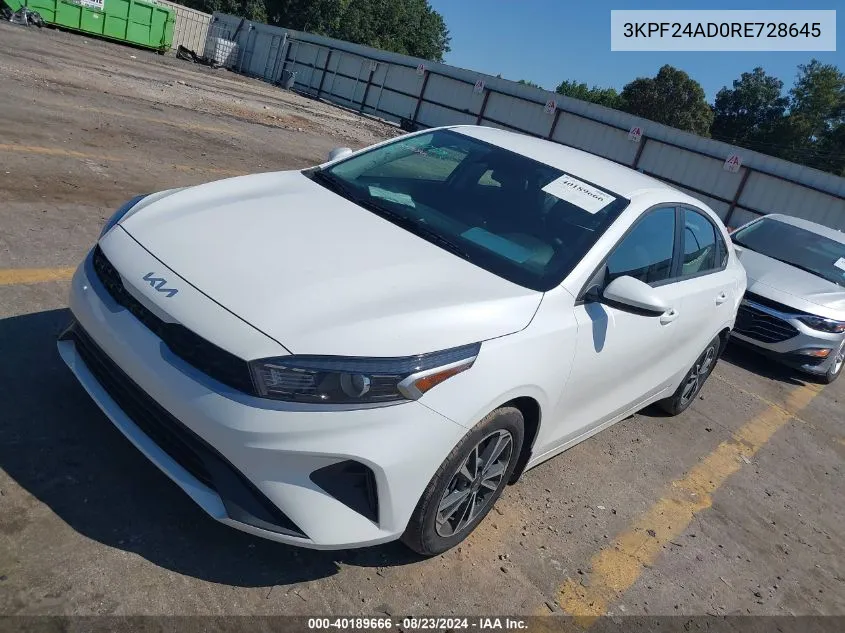 2024 Kia Forte Lxs VIN: 3KPF24AD0RE728645 Lot: 40189666