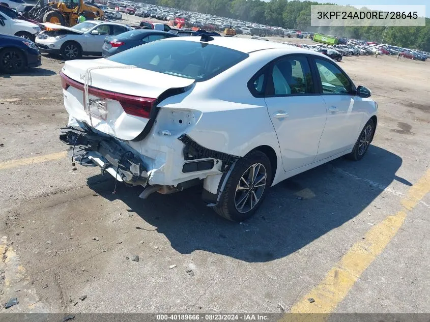 2024 Kia Forte Lxs VIN: 3KPF24AD0RE728645 Lot: 40189666