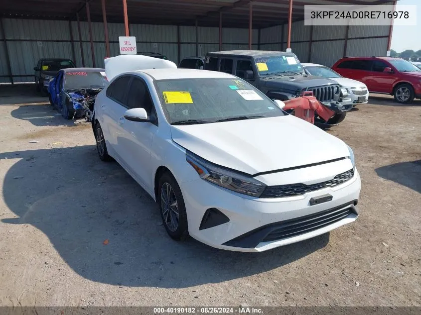 2024 Kia Forte Lxs VIN: 3KPF24AD0RE716978 Lot: 40190182