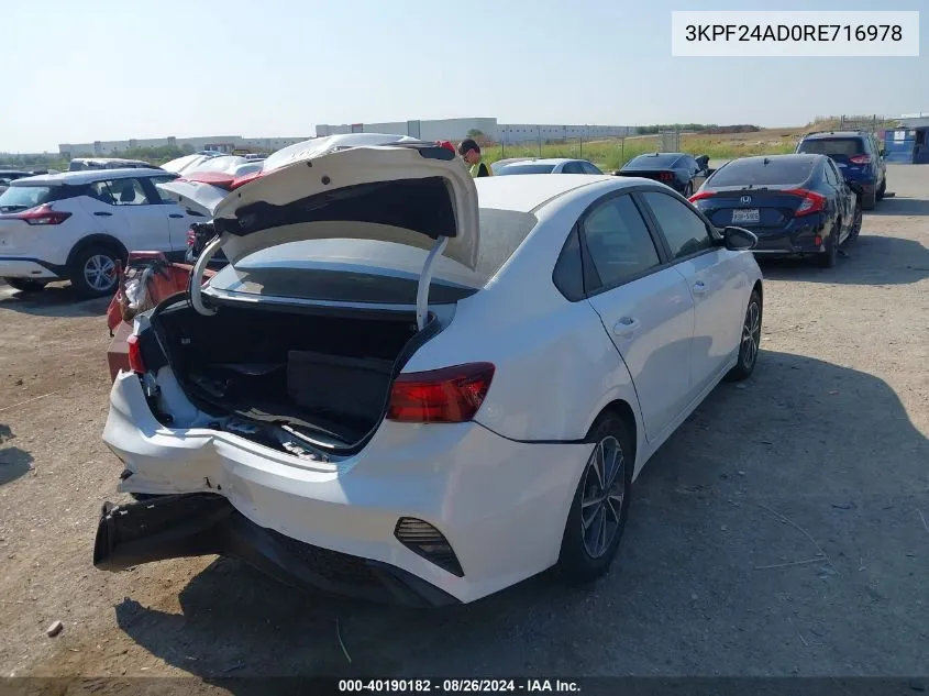 2024 Kia Forte Lxs VIN: 3KPF24AD0RE716978 Lot: 40190182