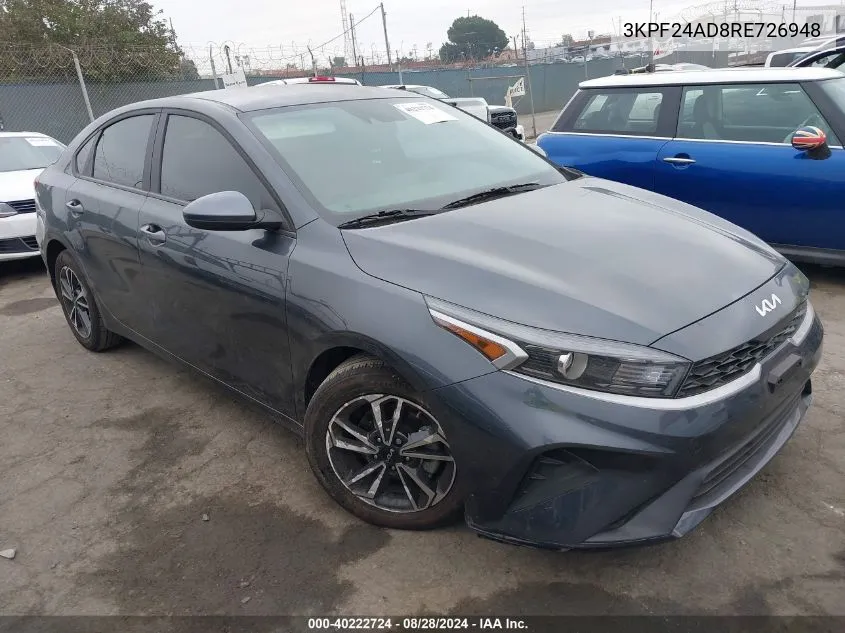 2024 Kia Forte Lxs VIN: 3KPF24AD8RE726948 Lot: 40222724