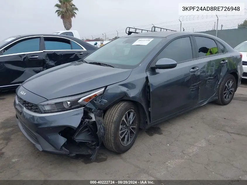 2024 Kia Forte Lxs VIN: 3KPF24AD8RE726948 Lot: 40222724