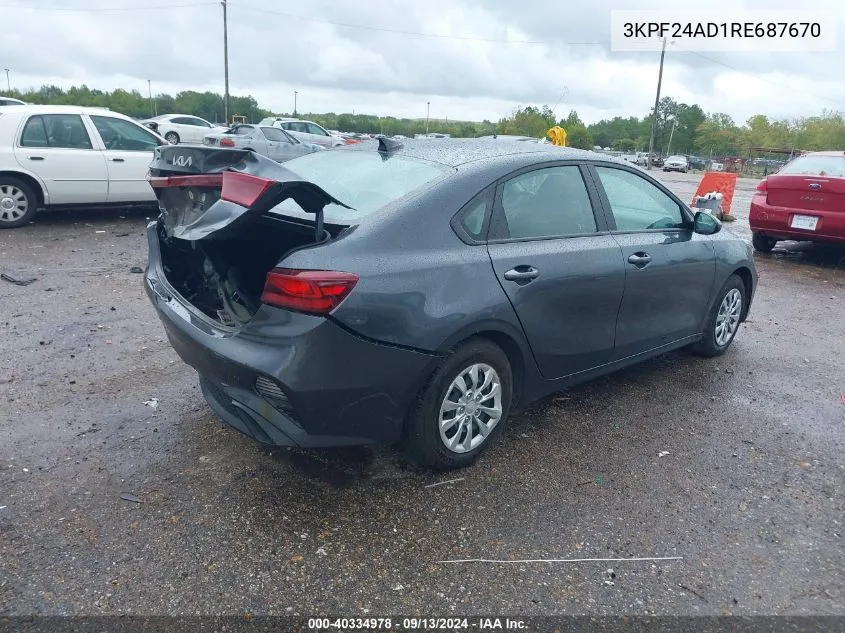 2024 Kia Forte Lx VIN: 3KPF24AD1RE687670 Lot: 40334978