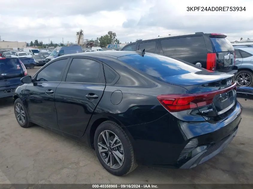 2024 Kia Forte Lxs VIN: 3KPF24AD0RE753934 Lot: 40358985