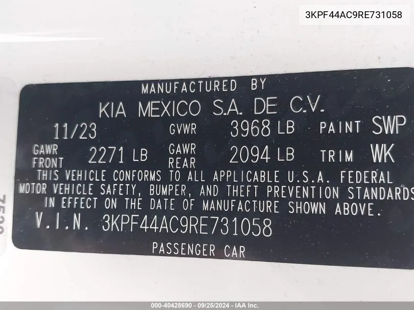 3KPF44AC9RE731058 2024 Kia Forte Gt