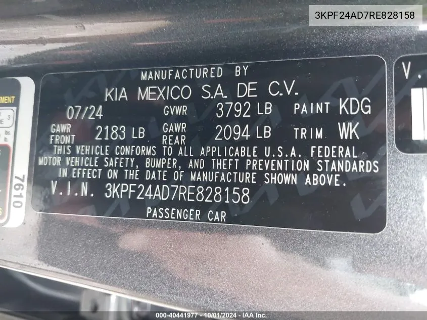 3KPF24AD7RE828158 2024 Kia Forte Lx/Lxs