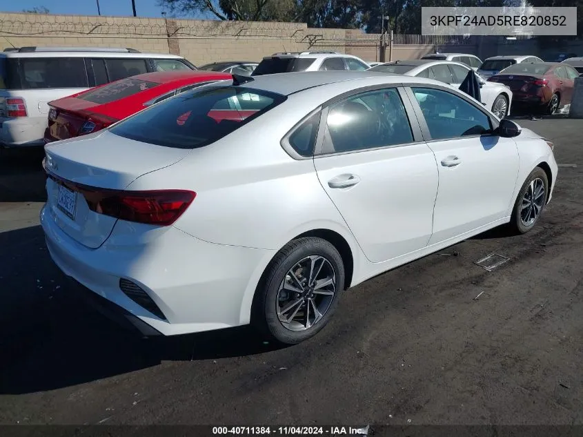 2024 Kia Forte Lxs VIN: 3KPF24AD5RE820852 Lot: 40711384