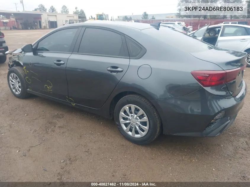 2024 Kia Forte Lx VIN: 3KPF24AD6RE806183 Lot: 40827462