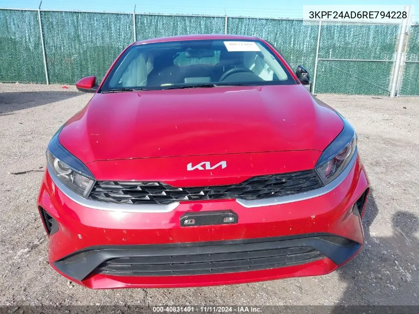 2024 Kia Forte Lxs VIN: 3KPF24AD6RE794228 Lot: 40831401