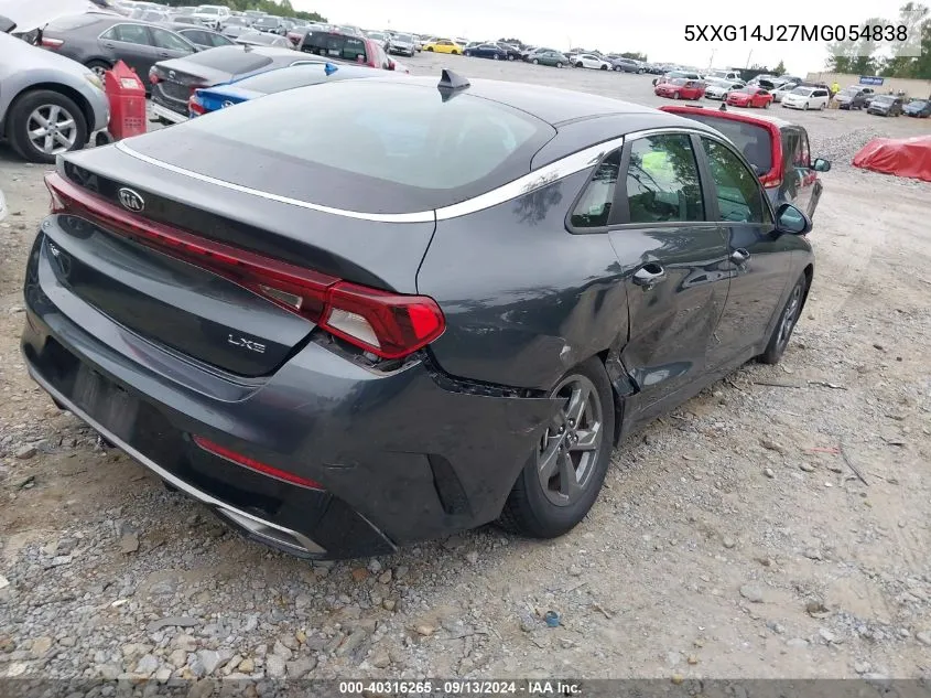 2021 Kia K5 Lxs VIN: 5XXG14J27MG054838 Lot: 40316265