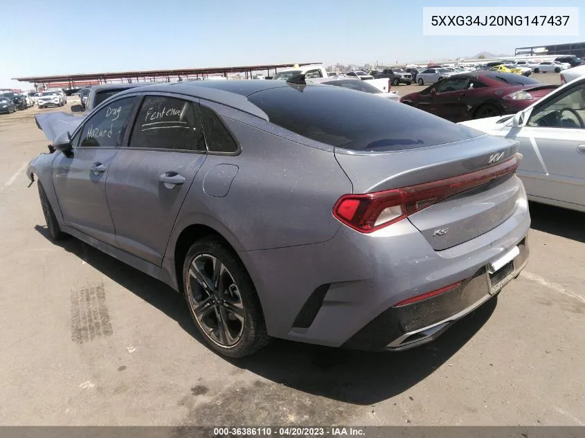 2022 Kia K5 Ex VIN: 5XXG34J20NG147437 Lot: 36386110