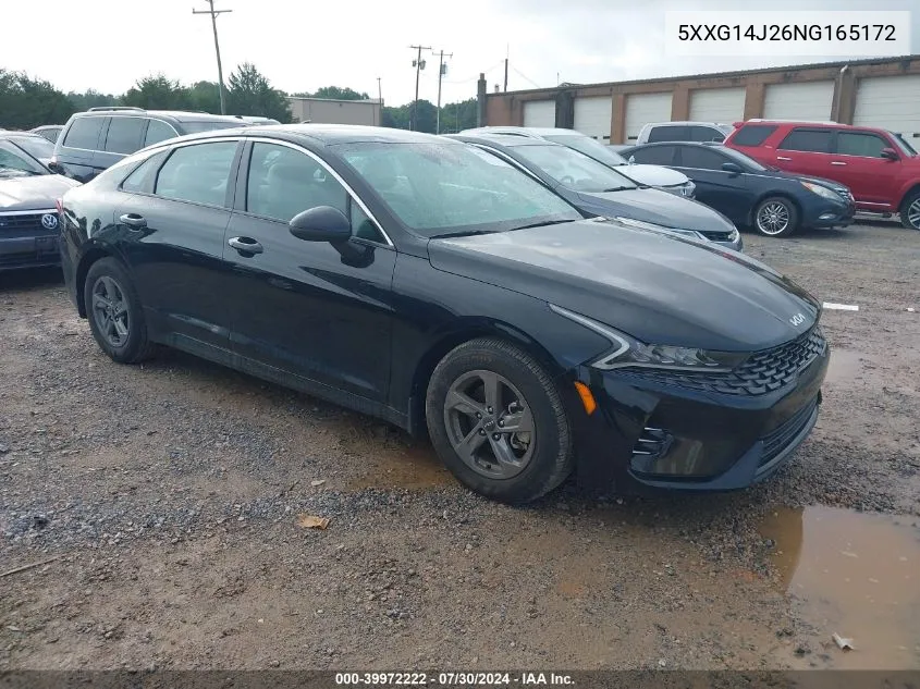 2022 Kia K5 Lxs VIN: 5XXG14J26NG165172 Lot: 39972222