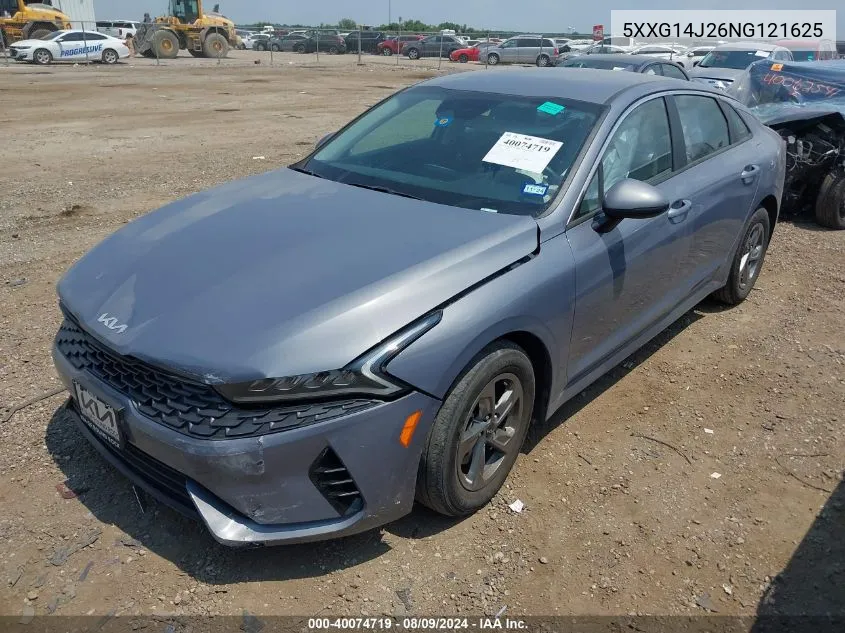 2022 Kia K5 Lxs VIN: 5XXG14J26NG121625 Lot: 40074719