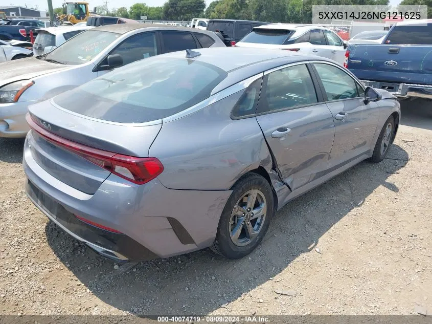 2022 Kia K5 Lxs VIN: 5XXG14J26NG121625 Lot: 40074719