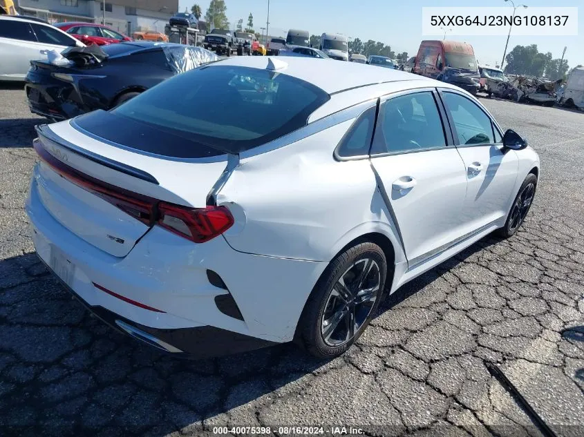 2022 Kia K5 Gt Line VIN: 5XXG64J23NG108137 Lot: 40075398