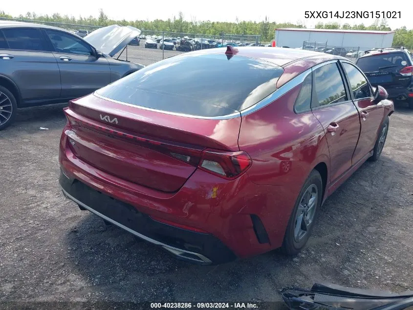 2022 Kia K5 Lxs VIN: 5XXG14J23NG151021 Lot: 40238286