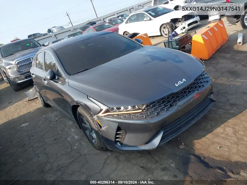 2022 Kia K5 Lxs VIN: 5XXG14J29NG147541 Lot: 40296314