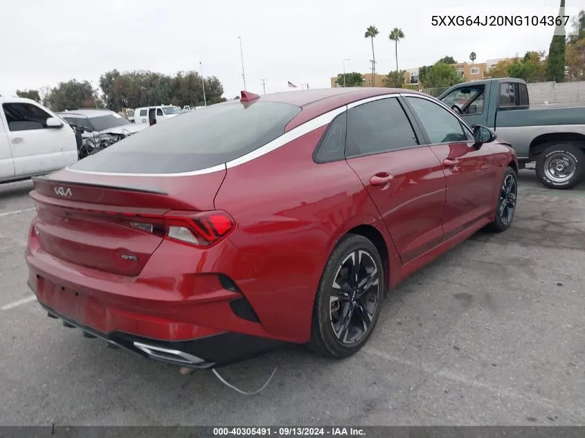 2022 Kia K5 Gt-Line VIN: 5XXG64J20NG104367 Lot: 40305491