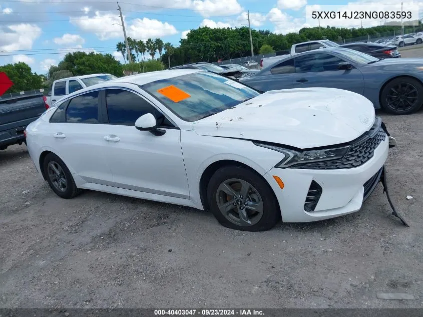 2022 Kia K5 Lxs VIN: 5XXG14J23NG083593 Lot: 40403047