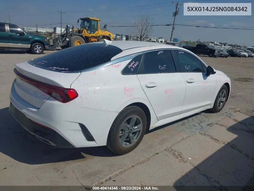 2022 Kia K5 Lxs VIN: 5XXG14J25NG084342 Lot: 40414346