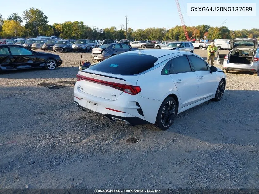 2022 Kia K5 Gt Line VIN: 5XXG64J20NG137689 Lot: 40549146