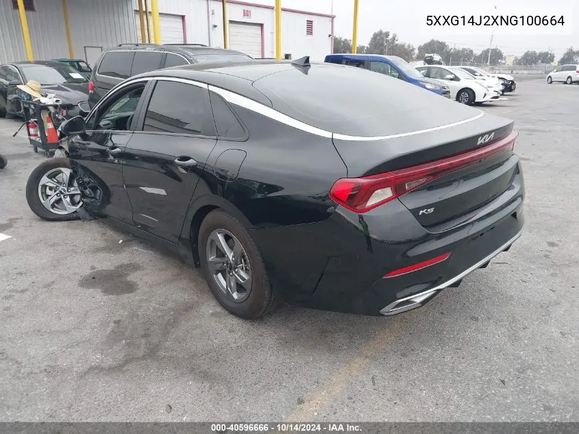 2022 Kia K5 Lxs VIN: 5XXG14J2XNG100664 Lot: 40596666