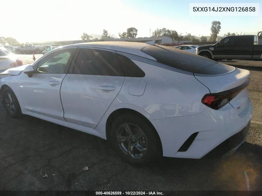 2022 Kia K5 Lxs VIN: 5XXG14J2XNG126858 Lot: 40626559