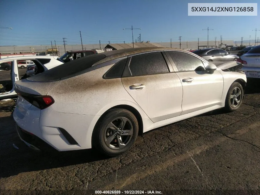 2022 Kia K5 Lxs VIN: 5XXG14J2XNG126858 Lot: 40626559