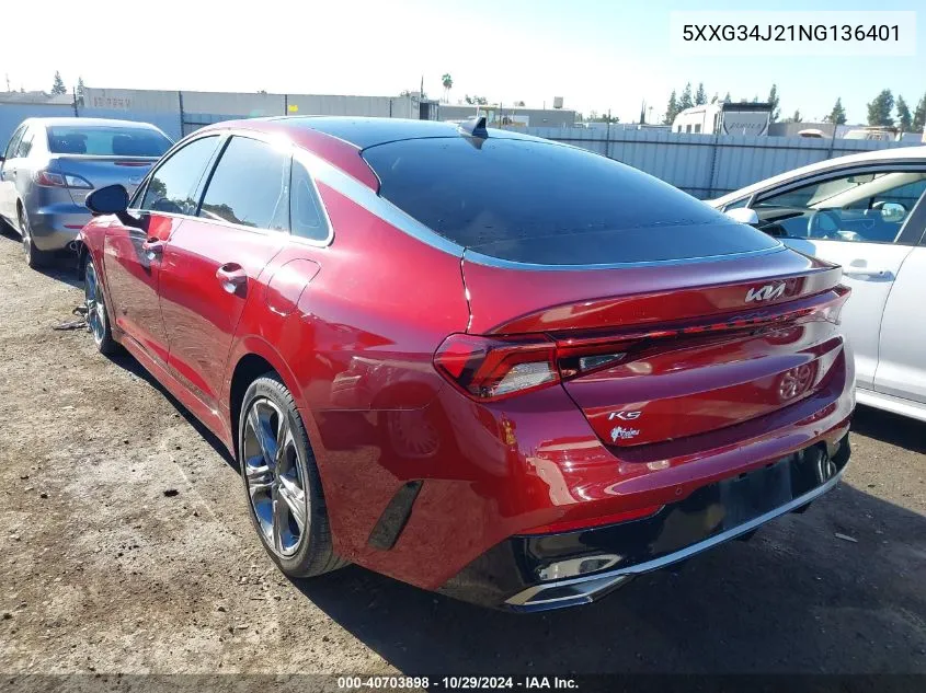 2022 Kia K5 Ex VIN: 5XXG34J21NG136401 Lot: 40703898