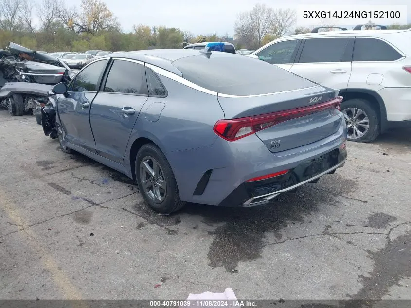 2022 Kia K5 Lxs VIN: 5XXG14J24NG152100 Lot: 40791039