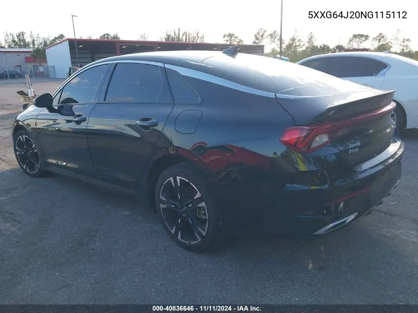 2022 Kia K5 Gt-Line VIN: 5XXG64J20NG115112 Lot: 40836646