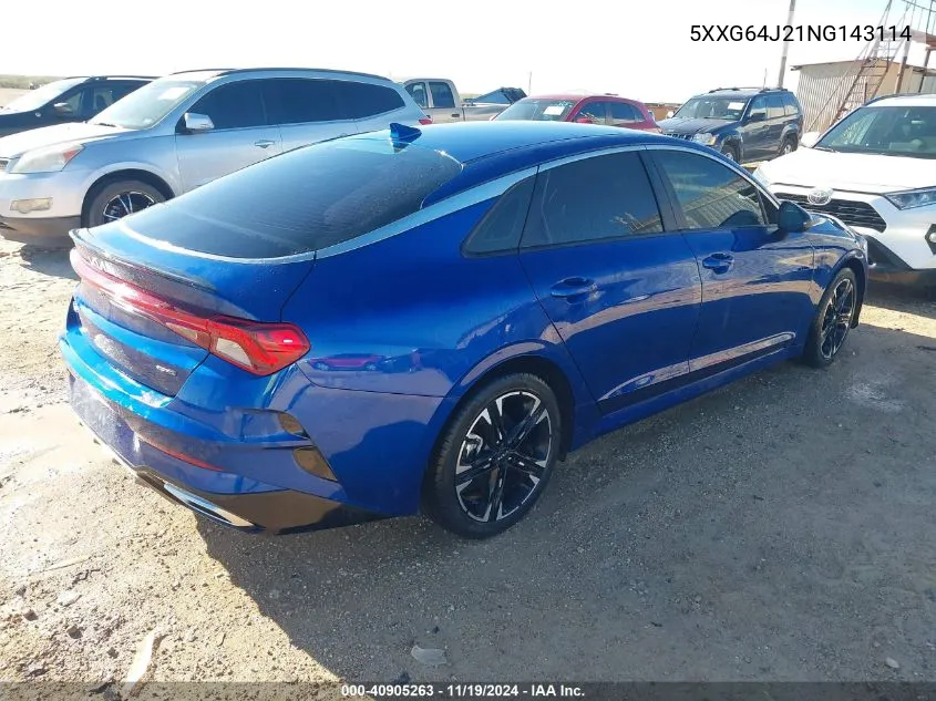 2022 Kia K5 Gt-Line VIN: 5XXG64J21NG143114 Lot: 40905263