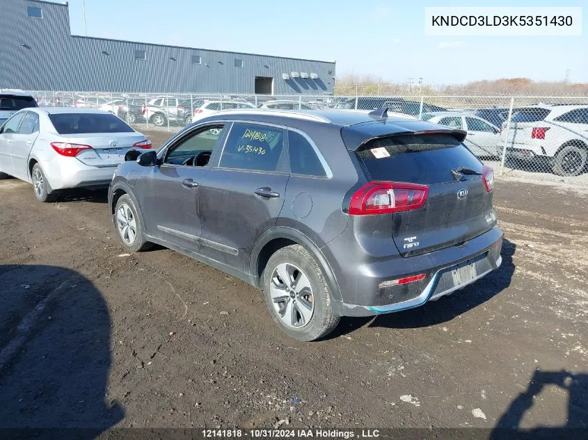 2019 Kia Niro Plug-In Hybrid VIN: KNDCD3LD3K5351430 Lot: 12141818