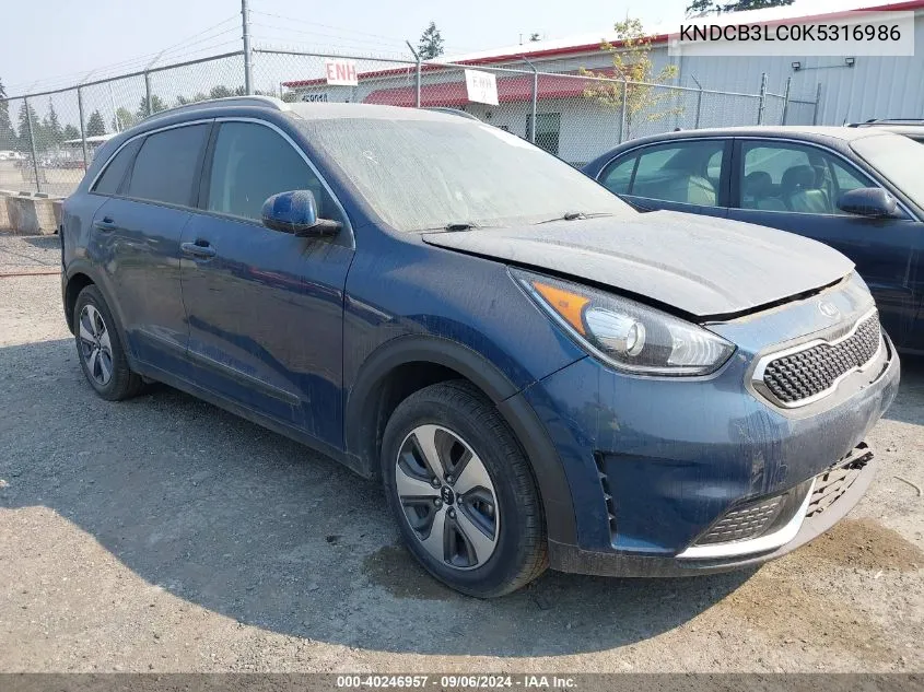 2019 Kia Niro Lx VIN: KNDCB3LC0K5316986 Lot: 40246957