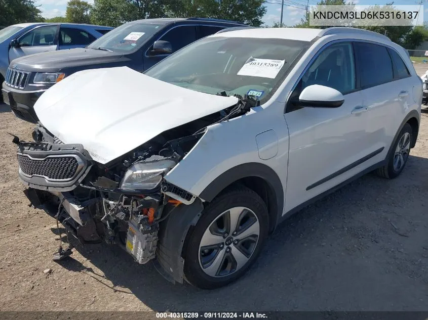 KNDCM3LD6K5316137 2019 Kia Niro Plug-In Hybrid Lx