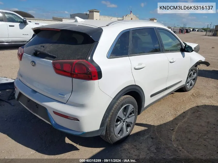 2019 Kia Niro Plug-In Hybrid Lx VIN: KNDCM3LD6K5316137 Lot: 40315289