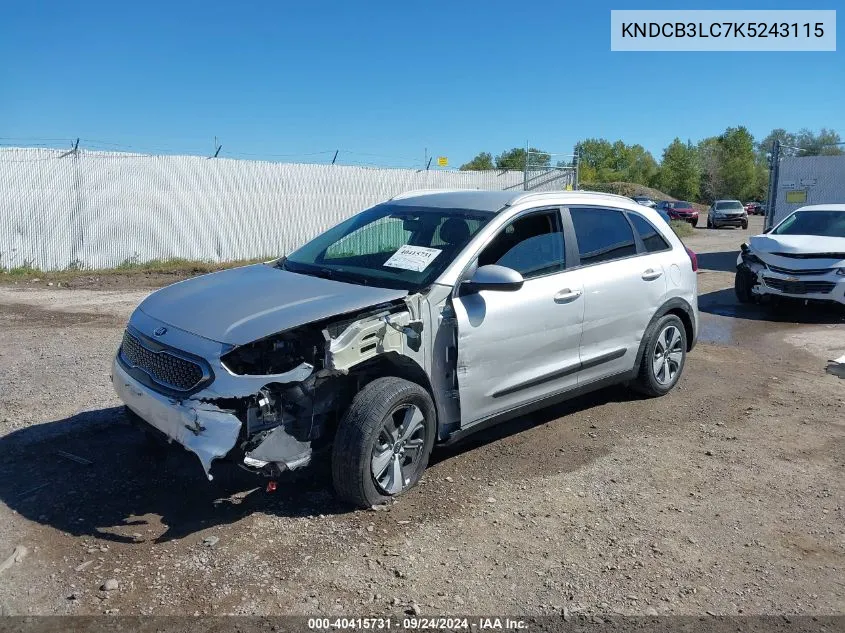 2019 Kia Niro Lx VIN: KNDCB3LC7K5243115 Lot: 40415731