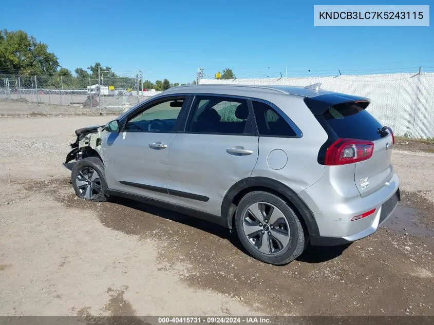 2019 Kia Niro Lx VIN: KNDCB3LC7K5243115 Lot: 40415731