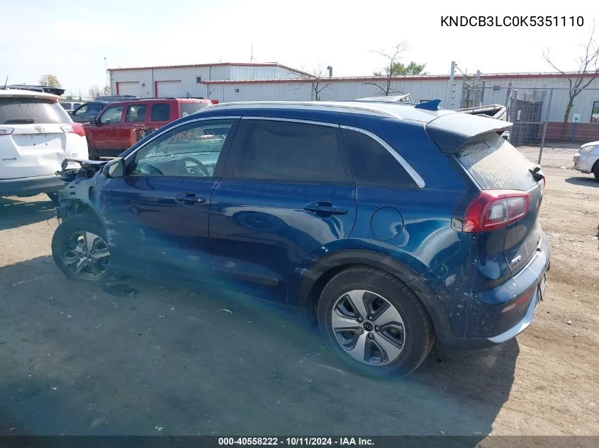 2019 Kia Niro Fe/Lx VIN: KNDCB3LC0K5351110 Lot: 40558222