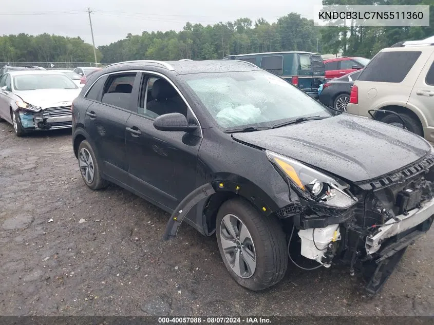 KNDCB3LC7N5511360 2022 Kia Niro Lx