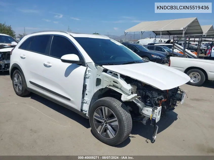 2022 Kia Niro Lxs Se VIN: KNDCB3LCXN5519436 Lot: 40059271