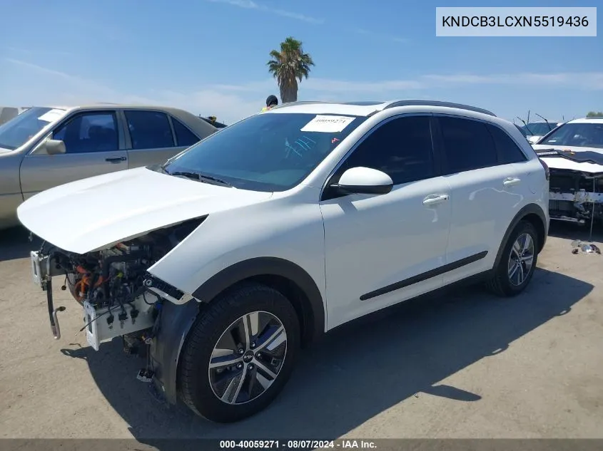 2022 Kia Niro Lxs Se VIN: KNDCB3LCXN5519436 Lot: 40059271