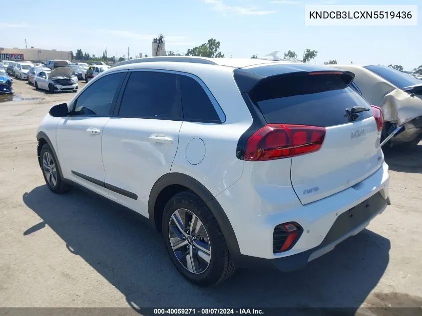 2022 Kia Niro Lxs Se VIN: KNDCB3LCXN5519436 Lot: 40059271