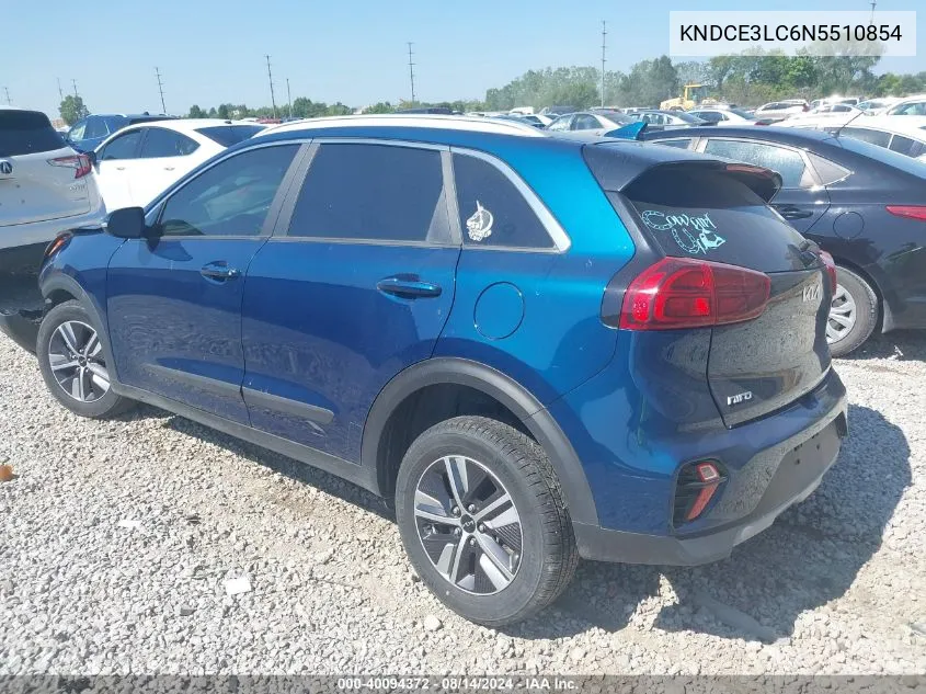 2022 Kia Niro Ex Premium VIN: KNDCE3LC6N5510854 Lot: 40094372