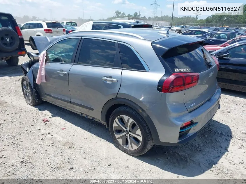 2022 Kia Niro Ev Ex VIN: KNDCC3LG6N5116327 Lot: 40098223