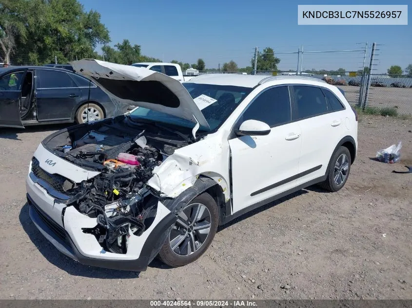 2022 Kia Niro Lx/Lxs/Lxs Se VIN: KNDCB3LC7N5526957 Lot: 40246564