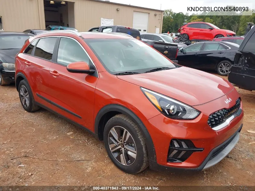 2022 Kia Niro Lxs Se VIN: KNDCB3LC0N5540893 Lot: 40371943