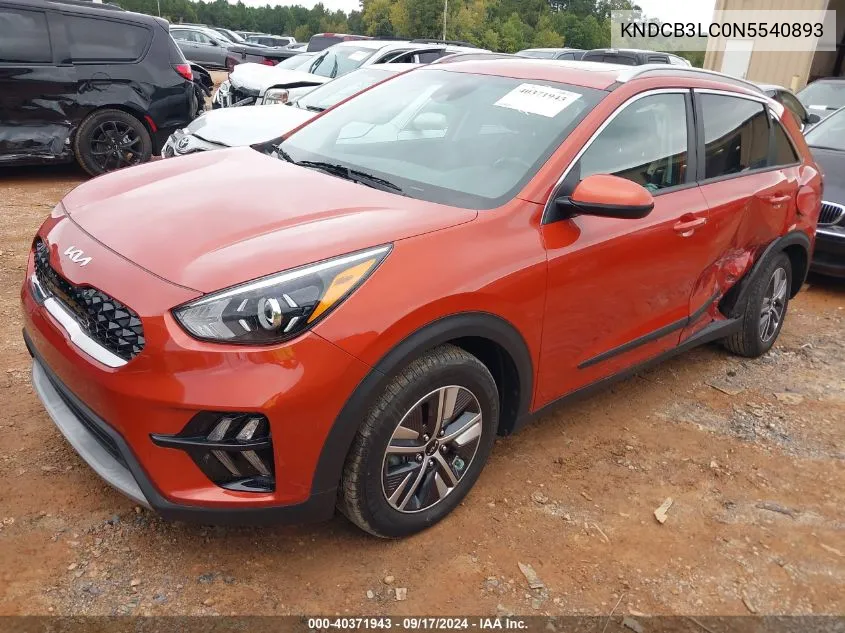 2022 Kia Niro Lxs Se VIN: KNDCB3LC0N5540893 Lot: 40371943