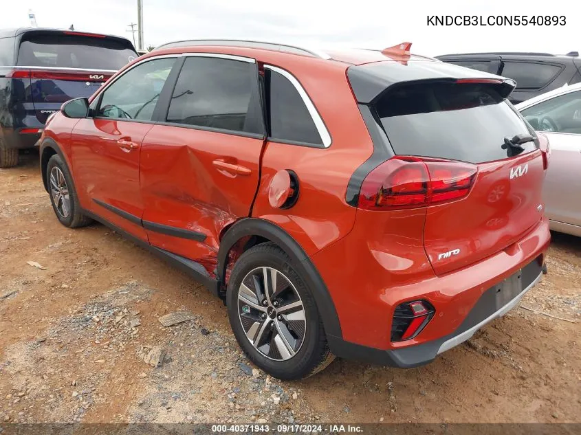 2022 Kia Niro Lxs Se VIN: KNDCB3LC0N5540893 Lot: 40371943